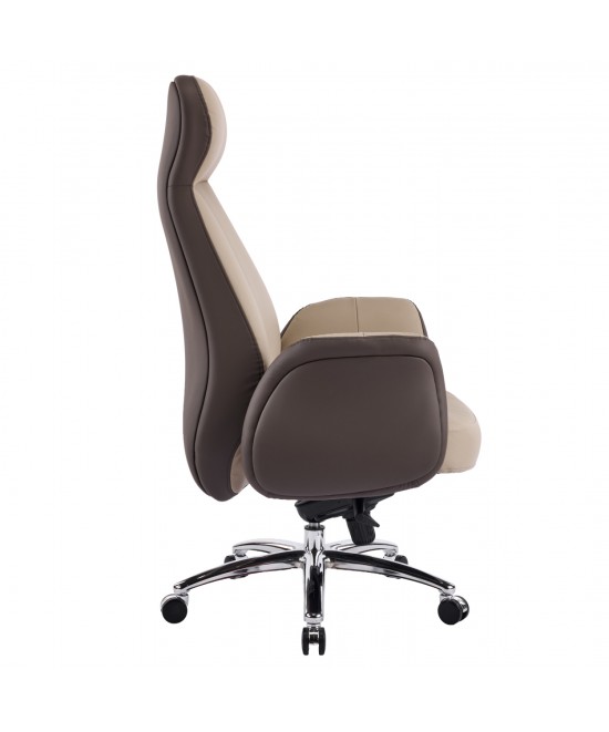 ΚΑΡΕΚΛΑ ΓΡΑΦΕΙΟΥ DRAMON HM18356.02 ΜΠΕΖ-ΚΑΦΕ PU ΔΕΡΜΑ--ΒΑΣΗ ΧΡΩΜΙΟΥ 66x70x132.5Υεκ