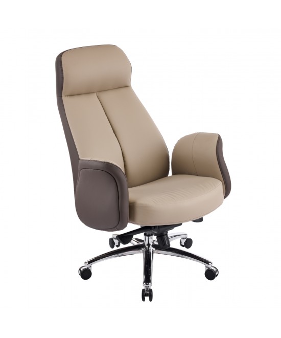 ΚΑΡΕΚΛΑ ΓΡΑΦΕΙΟΥ DRAMON HM18356.02 ΜΠΕΖ-ΚΑΦΕ PU ΔΕΡΜΑ--ΒΑΣΗ ΧΡΩΜΙΟΥ 66x70x132.5Υεκ