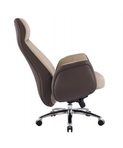 ΚΑΡΕΚΛΑ ΓΡΑΦΕΙΟΥ DRAMON HM18356.02 ΜΠΕΖ-ΚΑΦΕ PU ΔΕΡΜΑ--ΒΑΣΗ ΧΡΩΜΙΟΥ 66x70x132.5Υεκ