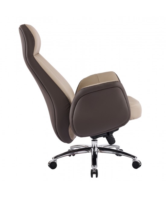 ΚΑΡΕΚΛΑ ΓΡΑΦΕΙΟΥ DRAMON HM18356.02 ΜΠΕΖ-ΚΑΦΕ PU ΔΕΡΜΑ--ΒΑΣΗ ΧΡΩΜΙΟΥ 66x70x132.5Υεκ