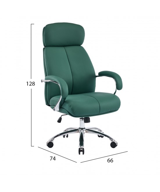 ΚΑΡΕΚΛΑ ΓΡΑΦΕΙΟΥ TOREN HM18357.07 ΠΡΑΣΙΝΟ PU ΔΕΡΜΑ--ΒΑΣΗ ΧΡΩΜΙΟΥ 66x74x128Υεκ