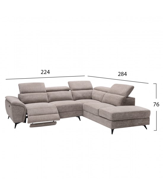 ΚΑΝΑΠΕΣ ΔΕΞΙΑ ΓΩΝΙΑ-ΑΝΑΚΛΙΣΗ & ΑΠΟΘ.ΧΩΡΟΣ-RESTRO HM3339.02R ΜΠΕΖ ΥΦΑΣΜΑ 284x224x76Υ