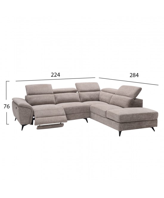 ΚΑΝΑΠΕΣ ΑΡΙΣΤΕΡΗ ΓΩΝΙΑ-ΑΝΑΚΛΙΣΗ & ΑΠΟΘ.ΧΩΡΟΣ-RESTRO HM3339.02L ΜΠΕΖ ΥΦΑΣΜΑ 290x220x80Υεκ