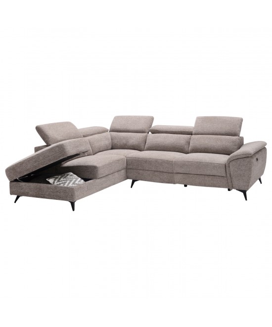 ΚΑΝΑΠΕΣ ΑΡΙΣΤΕΡΗ ΓΩΝΙΑ-ΑΝΑΚΛΙΣΗ & ΑΠΟΘ.ΧΩΡΟΣ-RESTRO HM3339.02L ΜΠΕΖ ΥΦΑΣΜΑ 290x220x80Υεκ