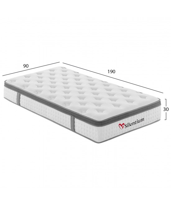 ΣΤΡΩΜΑ ΜΟΝΟ SILENTIUM HM749.01 POCKET SPRINGS--ΛΕΥΚΟ 90x190x30Υεκ.
