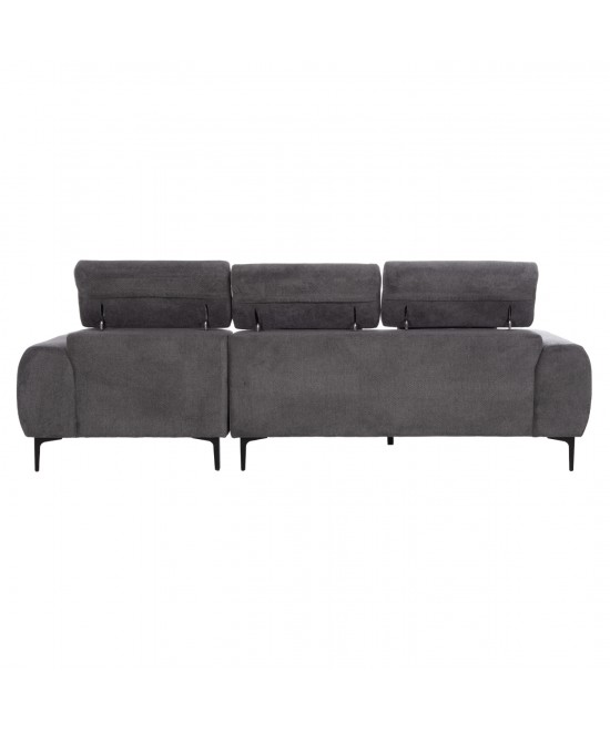 ΚΑΝΑΠΕΣ ΔΕΞΙΑ ΓΩΝΙΑ DIVYA HM3267.12R ΓΚΡΙ ΥΦΑΣΜΑ 260x100-174x104Υεκ.