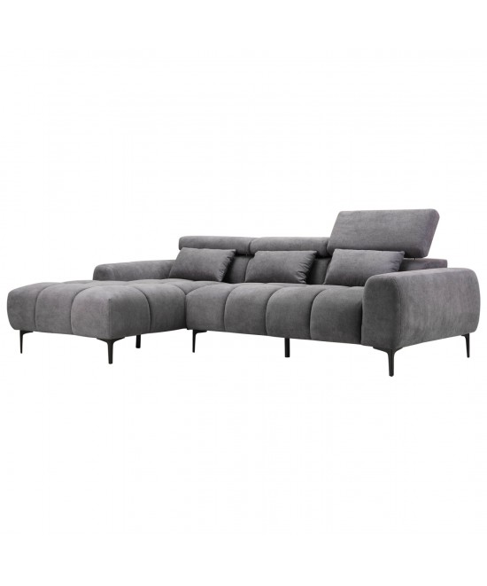 ΚΑΝΑΠΕΣ ΑΡΙΣΤΕΡΗ ΓΩΝΙΑ DIVYA HM3267.12L ΓΚΡΙ ΥΦΑΣΜΑ 260x100-174x104Υεκ.
