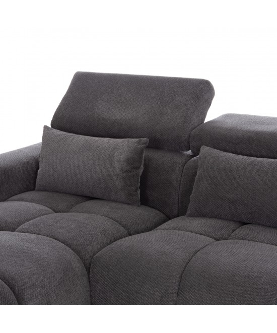 ΚΑΝΑΠΕΣ ΑΡΙΣΤΕΡΗ ΓΩΝΙΑ DIVYA HM3267.12L ΓΚΡΙ ΥΦΑΣΜΑ 260x100-174x104Υεκ.