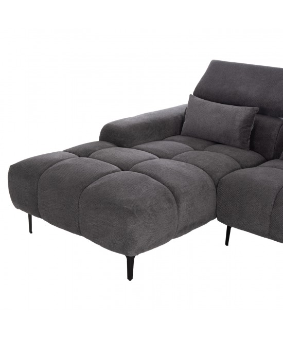 ΚΑΝΑΠΕΣ ΑΡΙΣΤΕΡΗ ΓΩΝΙΑ DIVYA HM3267.12L ΓΚΡΙ ΥΦΑΣΜΑ 260x100-174x104Υεκ.