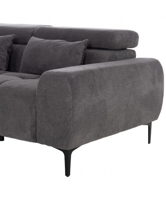 ΚΑΝΑΠΕΣ ΑΡΙΣΤΕΡΗ ΓΩΝΙΑ DIVYA HM3267.12L ΓΚΡΙ ΥΦΑΣΜΑ 260x100-174x104Υεκ.