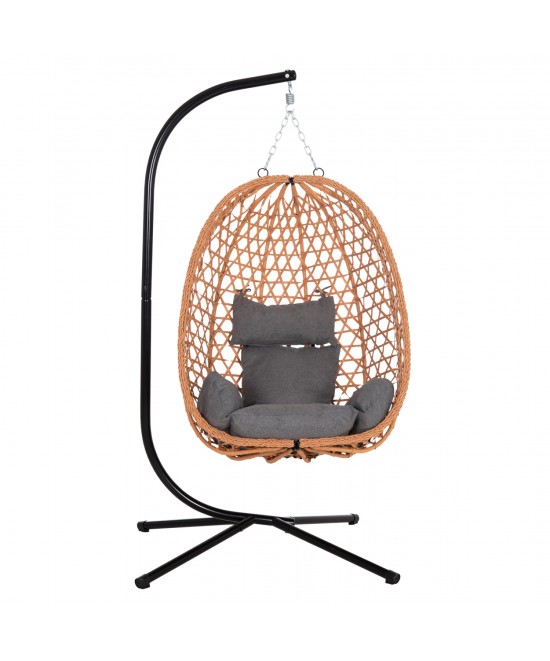 ΚΡΕΜΑΣΤΗ ΦΩΛΙΑ NESTA HM6468.05 ΜΑΥΡΟ ΜΕΤΑΛΛΟ--ΚΑΦΕ P.E.RATTAN 100x100x190Υεκ.