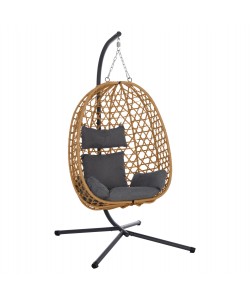 ΚΡΕΜΑΣΤΗ ΦΩΛΙΑ NESTA HM6468.05 ΜΑΥΡΟ ΜΕΤΑΛΛΟ--ΚΑΦΕ P.E.RATTAN 100x100x190Υεκ.