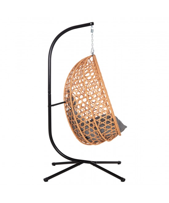 ΚΡΕΜΑΣΤΗ ΦΩΛΙΑ NESTA HM6468.05 ΜΑΥΡΟ ΜΕΤΑΛΛΟ--ΚΑΦΕ P.E.RATTAN 100x100x190Υεκ.