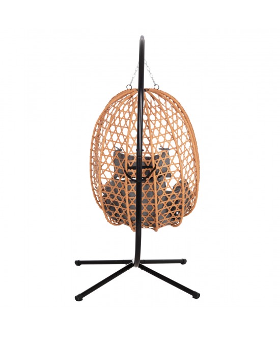 ΚΡΕΜΑΣΤΗ ΦΩΛΙΑ NESTA HM6468.05 ΜΑΥΡΟ ΜΕΤΑΛΛΟ--ΚΑΦΕ P.E.RATTAN 100x100x190Υεκ.