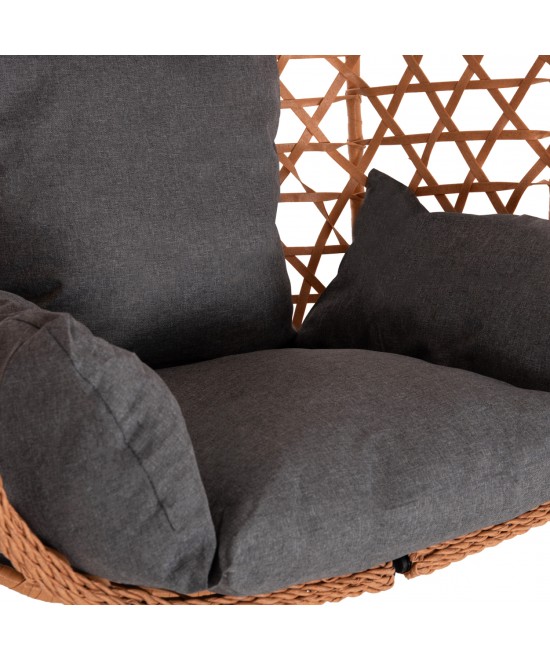 ΚΡΕΜΑΣΤΗ ΦΩΛΙΑ NESTA HM6468.05 ΜΑΥΡΟ ΜΕΤΑΛΛΟ--ΚΑΦΕ P.E.RATTAN 100x100x190Υεκ.