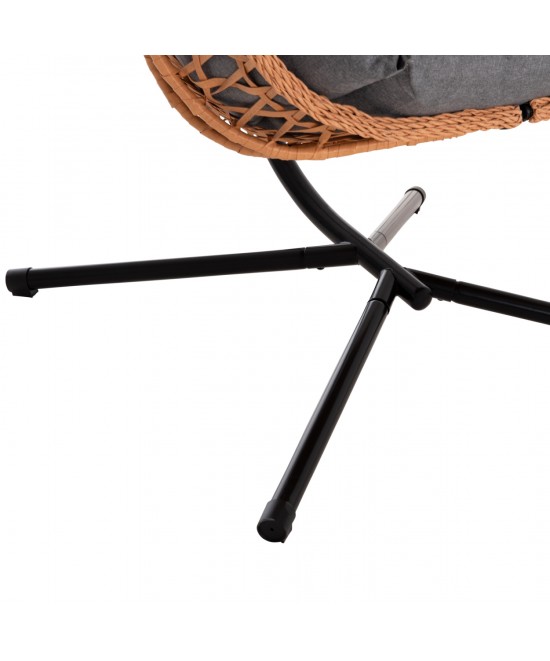 ΚΡΕΜΑΣΤΗ ΦΩΛΙΑ NESTA HM6468.05 ΜΑΥΡΟ ΜΕΤΑΛΛΟ--ΚΑΦΕ P.E.RATTAN 100x100x190Υεκ.