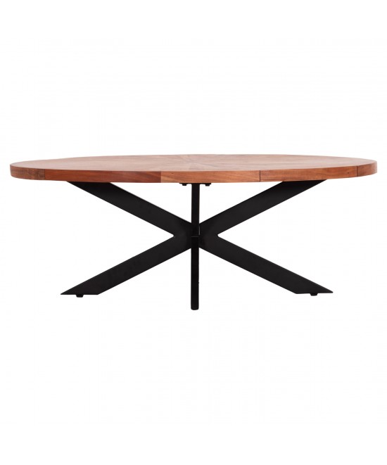 ΤΡΑΠΕΖΙ ΣΑΛΟΝΙΟΥ ΟΒΑΛ MONTANA SUPERIOR HM9906 ΞΥΛΟ ΑΚΑΚΙΑΣ-ΜΕΤΑΛΛΟ 120x61x45Υεκ.