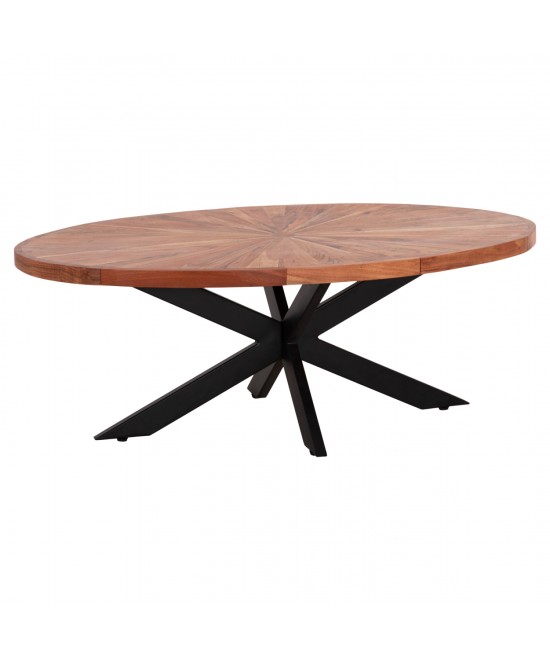 ΤΡΑΠΕΖΙ ΣΑΛΟΝΙΟΥ ΟΒΑΛ MONTANA SUPERIOR HM9906 ΞΥΛΟ ΑΚΑΚΙΑΣ-ΜΕΤΑΛΛΟ 120x61x45Υεκ.