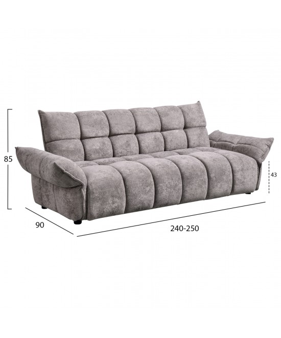 ΚΑΝΑΠΕΣ ΚΡΕΒΑΤΙ MELU HM3314.01 ΓΚΡΙ ΥΦΑΣΜΑ--ΚΑΘΙΣΜΑ POCKET SPRINGS 240-250x90x85Υεκ.