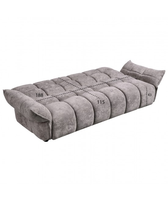 ΚΑΝΑΠΕΣ ΚΡΕΒΑΤΙ MELU HM3314.01 ΓΚΡΙ ΥΦΑΣΜΑ--ΚΑΘΙΣΜΑ POCKET SPRINGS 240-250x90x85Υεκ.