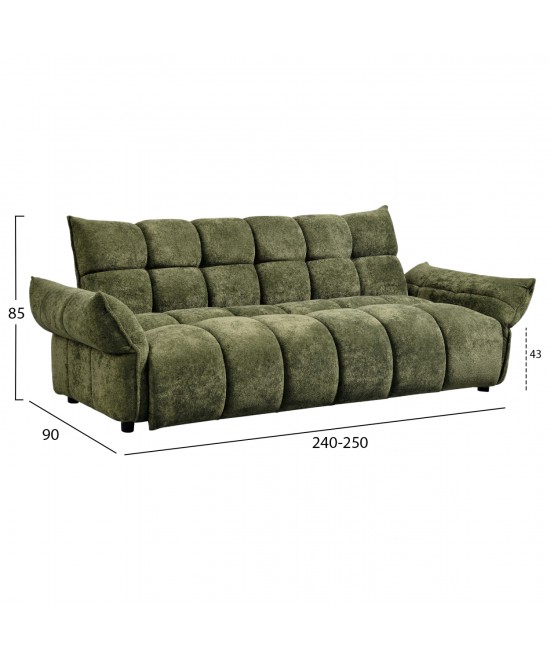 ΚΑΝΑΠΕΣ ΚΡΕΒΑΤΙ MELU HM3314.03 ΠΡΑΣΙΝΟ ΥΦΑΣΜΑ--ΚΑΘΙΣΜΑ POCKET SPRINGS 245x90x85Υεκ