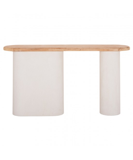 ΚΟΝΣΟΛΑ ΣΕΙΡΑ SANTORINI HM18338 ΤΟΠ ΞΥΛΟ ΕΛΑΤΟΥ-ΒΑΣΗ ΥΠΟΛΕΥΚΟ MDF 150x35x82Υεκ.