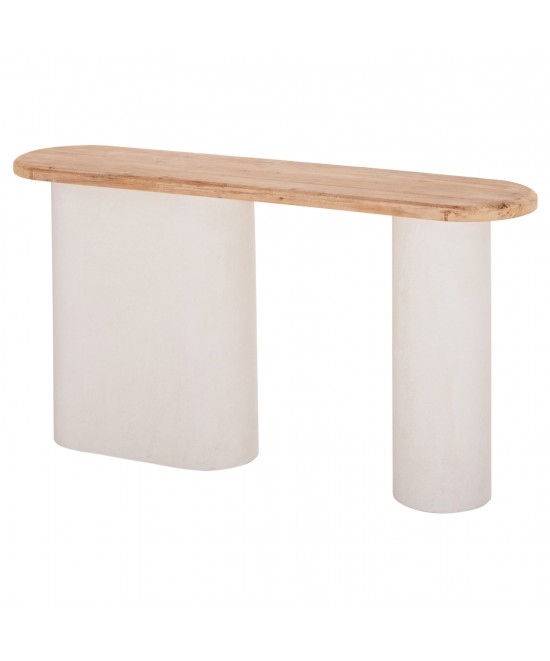 ΚΟΝΣΟΛΑ ΣΕΙΡΑ SANTORINI HM18338 ΤΟΠ ΞΥΛΟ ΕΛΑΤΟΥ-ΒΑΣΗ ΥΠΟΛΕΥΚΟ MDF 150x35x82Υεκ.