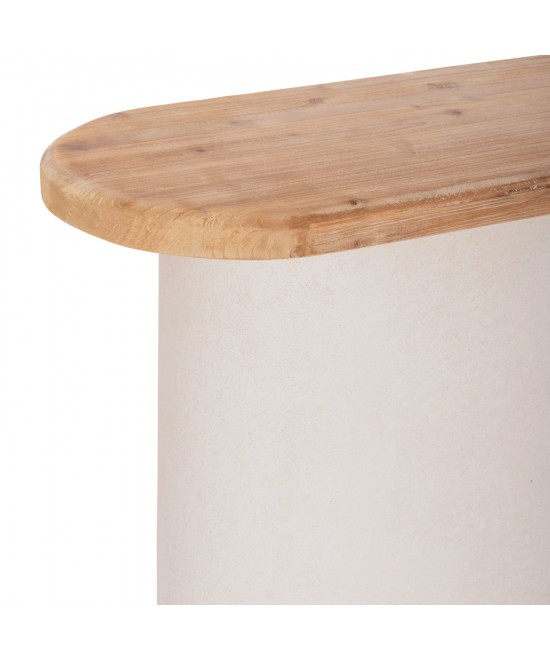 ΚΟΝΣΟΛΑ ΣΕΙΡΑ SANTORINI HM18338 ΤΟΠ ΞΥΛΟ ΕΛΑΤΟΥ-ΒΑΣΗ ΥΠΟΛΕΥΚΟ MDF 150x35x82Υεκ.