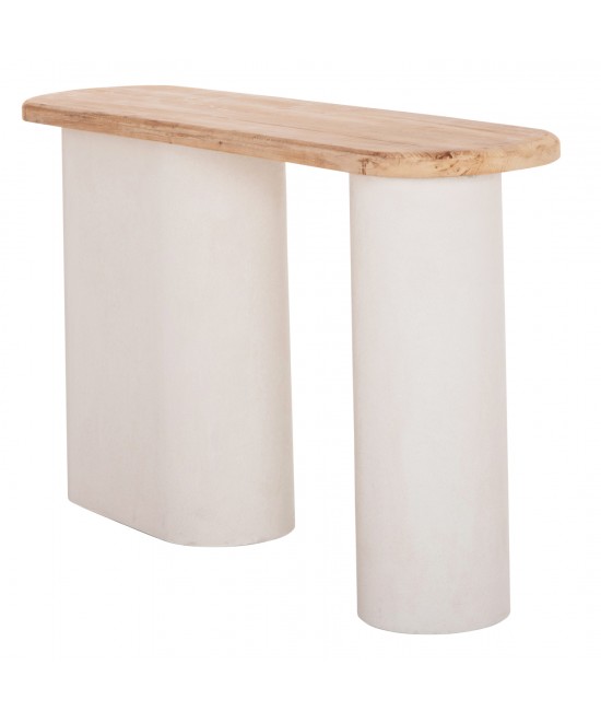 ΚΟΝΣΟΛΑ ΣΕΙΡΑ SANTORINI HM18338 ΤΟΠ ΞΥΛΟ ΕΛΑΤΟΥ-ΒΑΣΗ ΥΠΟΛΕΥΚΟ MDF 150x35x82Υεκ.