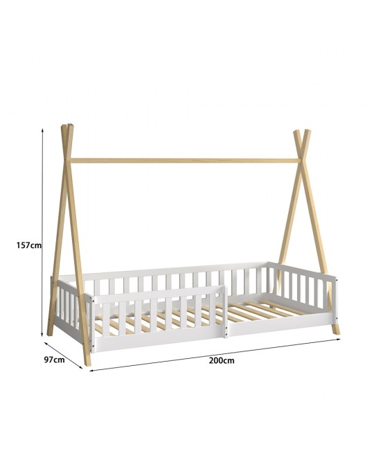 ΚΡΕΒΑΤΙ ΠΑΙΔΙΚΟ ΜΕ ΚΑΓΚΕΛΑ MUNK HM739.03 τ.MONTESSORI ΠΕΥΚΟ ΦΥΣΙΚΟ-ΛΕΥΚΟ--190x90εκ