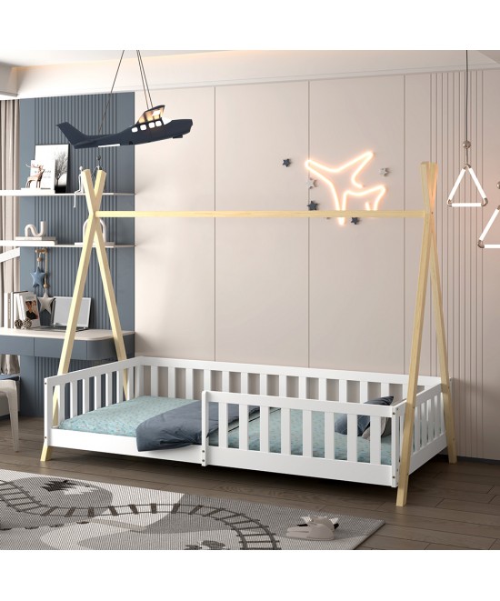 ΚΡΕΒΑΤΙ ΠΑΙΔΙΚΟ ΜΕ ΚΑΓΚΕΛΑ MUNK HM739.03 τ.MONTESSORI ΠΕΥΚΟ ΦΥΣΙΚΟ-ΛΕΥΚΟ--190x90εκ