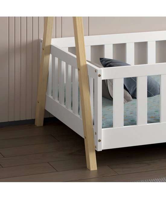 ΚΡΕΒΑΤΙ ΠΑΙΔΙΚΟ ΜΕ ΚΑΓΚΕΛΑ MUNK HM739.03 τ.MONTESSORI ΠΕΥΚΟ ΦΥΣΙΚΟ-ΛΕΥΚΟ--190x90εκ