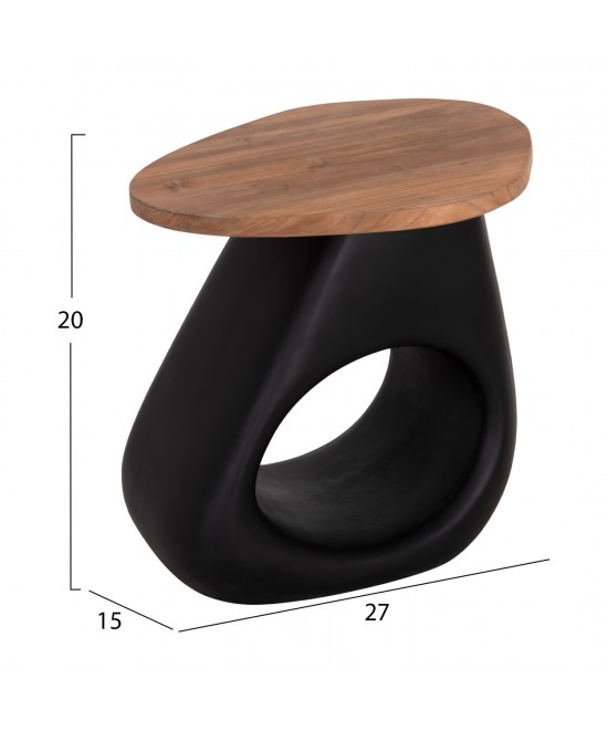 ΒΟΗΘΗΤΙΚΟ ΤΡΑΠΕΖΙ AIDA HM4692.01 FIBER CEMENT ΜΑΥΡΟ--ΞΥΛΟ TEAK TOP 47x60x59Υεκ