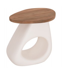 ΒΟΗΘΗΤΙΚΟ ΤΡΑΠΕΖΙ AIDA HM4692.02 FIBER CEMENT ΛΕΥΚΟ--ΞΥΛΟ TEAK TOP 47x60x59Υεκ