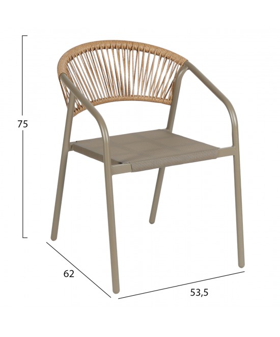 ΠΟΛΥΘΡΟΝΑ HOMAN HM6430.04 ΣΑΜΠΑΝΙ ΜΕΤΑΛΛΟ & TEXTILENE--ΜΠΕΖ P.E.RATTAN 53x58x75Υεκ