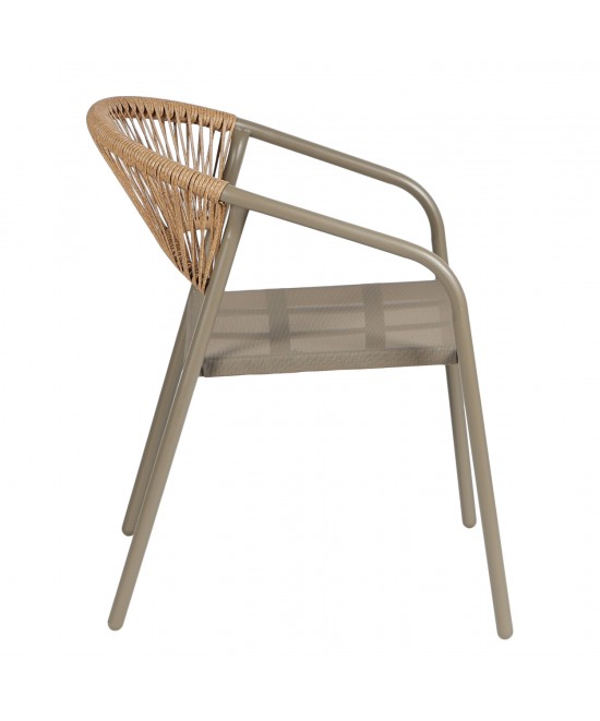 ΠΟΛΥΘΡΟΝΑ HOMAN HM6430.04 ΣΑΜΠΑΝΙ ΜΕΤΑΛΛΟ & TEXTILENE--ΜΠΕΖ P.E.RATTAN 53x58x75Υεκ