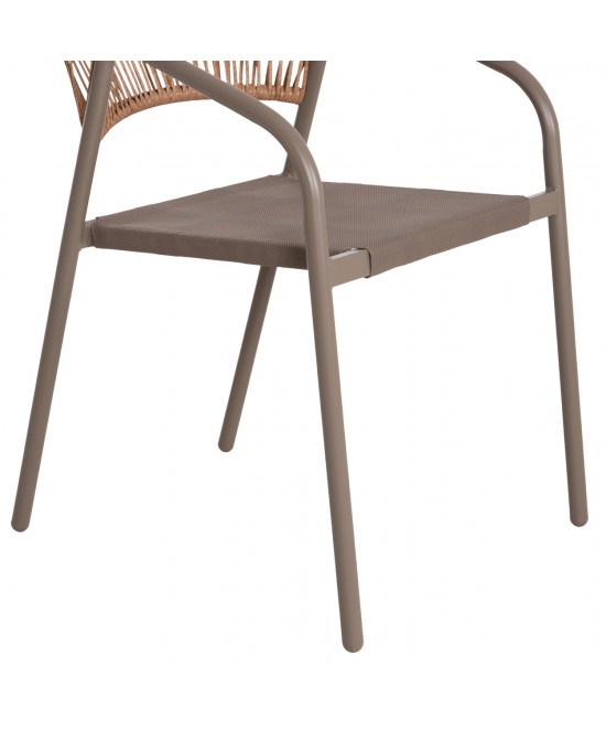 ΠΟΛΥΘΡΟΝΑ HOMAN HM6430.04 ΣΑΜΠΑΝΙ ΜΕΤΑΛΛΟ & TEXTILENE--ΜΠΕΖ P.E.RATTAN 53x58x75Υεκ