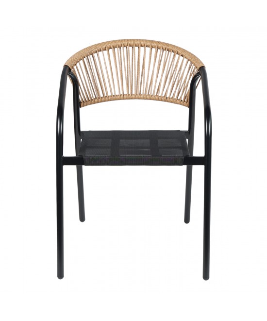 ΠΟΛΥΘΡΟΝΑ HOMAN HM6430.03 ΜΑΥΡΟ ΜΕΤΑΛΛΟ & TEXTILENE--ΜΠΕΖ P.E.RATTAN 53x58x75Υεκ