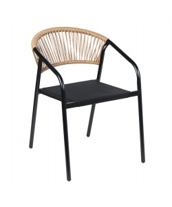 ΠΟΛΥΘΡΟΝΑ HOMAN HM6430.03 ΜΑΥΡΟ ΜΕΤΑΛΛΟ & TEXTILENE--ΜΠΕΖ P.E.RATTAN 53x58x75Υεκ