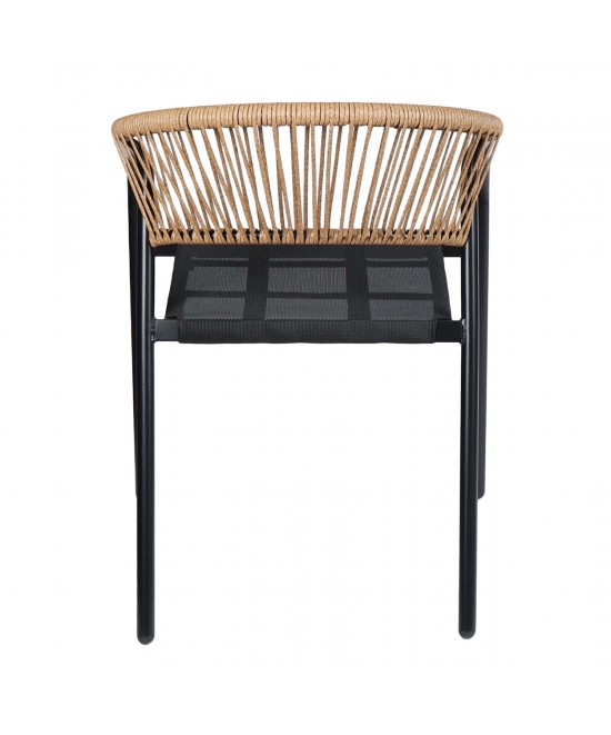 ΠΟΛΥΘΡΟΝΑ HOMAN HM6430.03 ΜΑΥΡΟ ΜΕΤΑΛΛΟ & TEXTILENE--ΜΠΕΖ P.E.RATTAN 53x58x75Υεκ