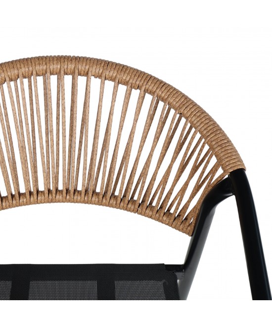 ΠΟΛΥΘΡΟΝΑ HOMAN HM6430.03 ΜΑΥΡΟ ΜΕΤΑΛΛΟ & TEXTILENE--ΜΠΕΖ P.E.RATTAN 53x58x75Υεκ