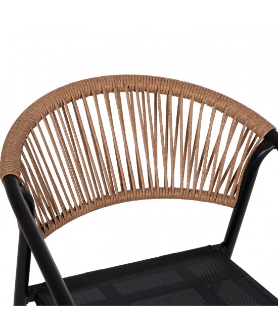 ΠΟΛΥΘΡΟΝΑ HOMAN HM6430.03 ΜΑΥΡΟ ΜΕΤΑΛΛΟ & TEXTILENE--ΜΠΕΖ P.E.RATTAN 53x58x75Υεκ