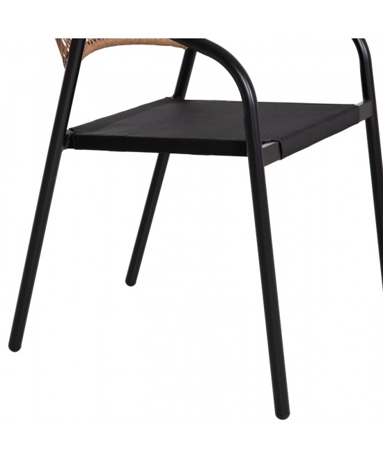 ΠΟΛΥΘΡΟΝΑ HOMAN HM6430.03 ΜΑΥΡΟ ΜΕΤΑΛΛΟ & TEXTILENE--ΜΠΕΖ P.E.RATTAN 53x58x75Υεκ