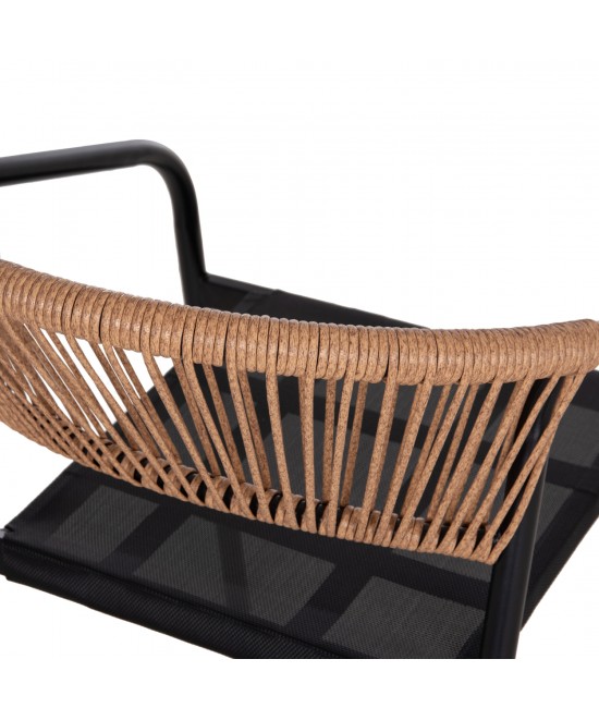 ΠΟΛΥΘΡΟΝΑ HOMAN HM6430.03 ΜΑΥΡΟ ΜΕΤΑΛΛΟ & TEXTILENE--ΜΠΕΖ P.E.RATTAN 53x58x75Υεκ