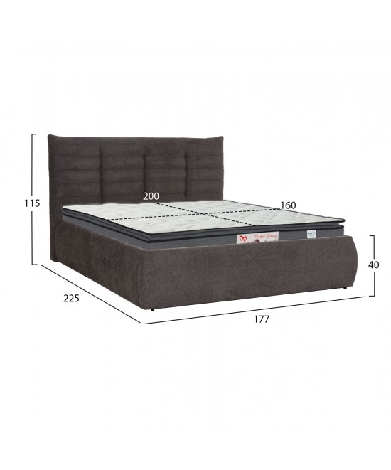 ΚΡΕΒΑΤΙ ΔΙΠΛΟ & ΣΤΡΩΜΑ SANDRA HM10770 ΓΚΡΙ ΥΦΑΣΜΑ ΜΕ ΑΠΟΘ.ΧΩΡΟ--ΓΙΑ 160x200εκ