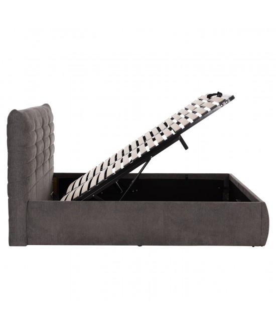 ΚΡΕΒΑΤΙ ΔΙΠΛΟ & ΣΤΡΩΜΑ SANDRA HM10770 ΓΚΡΙ ΥΦΑΣΜΑ ΜΕ ΑΠΟΘ.ΧΩΡΟ--ΓΙΑ 160x200εκ