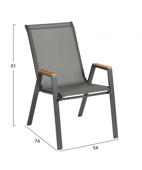 ΠΟΛΥΘΡΟΝΑ ΕΞ.ΧΩΡΟΥ LEONE HM6429.01 ΜΕΤΑΛΛΙΚΗ ΓΚΡΙ--TEXTILENE ΓΚΡΙ 55x74x90Υεκ