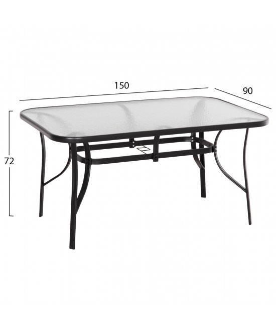 ΣΕΤ ΤΡΑΠΕΖΑΡΙΑΣ 5ΤΜΧ BRUNO HM10729.03 ΚΑΡΕΚΛΕΣ ΜΕΤΑΛΛΙΚΕΣ & ΤΡΑΠΕΖΙ 150x90εκ ΜΑΥΡΟ