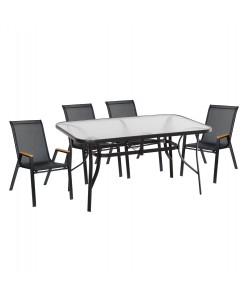 ΣΕΤ ΤΡΑΠΕΖΑΡΙΑΣ 5ΤΜΧ BRUNO HM10729.03 ΚΑΡΕΚΛΕΣ ΜΕΤΑΛΛΙΚΕΣ & ΤΡΑΠΕΖΙ 150x90εκ ΜΑΥΡΟ