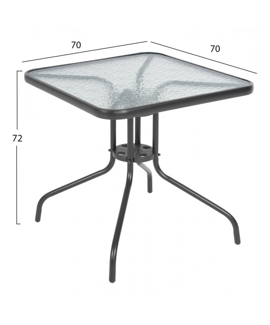 ΣΕΤ ΤΡΑΠΕΖΑΡΙΑΣ 3ΤΜΧ FIGO HM10730.01-- 2 ΚΑΡΕΚΛΕΣ & ΤΕΤΡΑΓΩΝΟ ΤΡΑΠΕΖΙ 60x60εκ ΓΚΡΙ